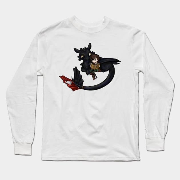 HTTYD - Chibi Hiccup and Toothless Fanart Long Sleeve T-Shirt by smileycat55555